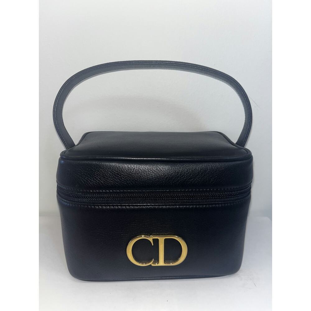Christian Dior Vintage Black Leather Vanity Case
